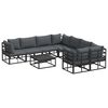 vidaXL Set Divano da Giardino 9 pz Nero Acciaio
