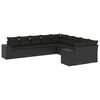 vidaXL Set Divani da Giardino 10pz con Cuscini in Polyrattan Nero