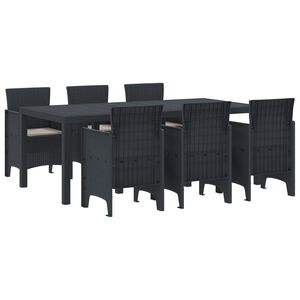 vidaXL Set da Pranzo per Giardino 7 pcs Antracite Rattan Polt