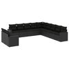 vidaXL Set Divani da Giardino 11 pz con Cuscini in Polyrattan Nero