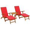 vidaXL Lettino prendisole reclinabile e pieghevole 3 pcs Rosso