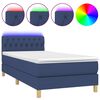 vidaXL Letto a Molle con Materasso e LED Blu 90x200 cm in Tessuto