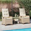 vidaXL Sedia da giardino reclinabile Beige e Crema 64 x 57,5 x 112 cm