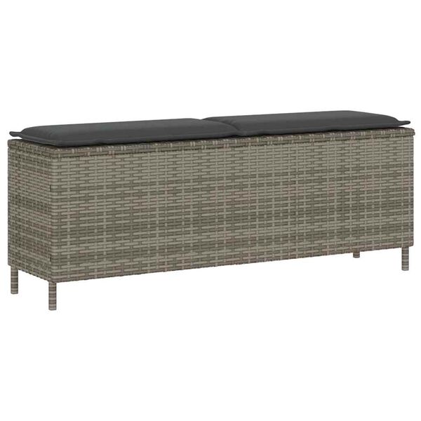 vidaXL Panca da Giardino con Cuscino Grigio 110x30x40,5 cm Polyrattan