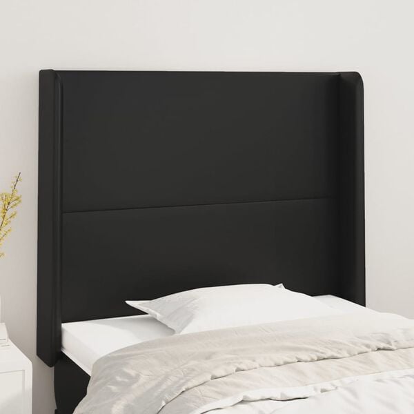vidaXL Testiera ad Orecchio Nera 93x16x118/128 cm in Similpelle