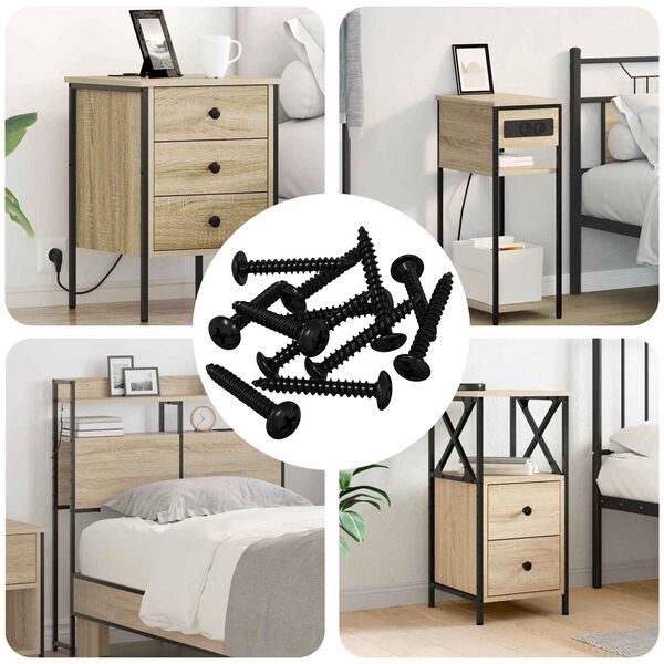 vidaXL Chiodo Filettato 12 pcs Nero M4 x 28 mm Acciaio