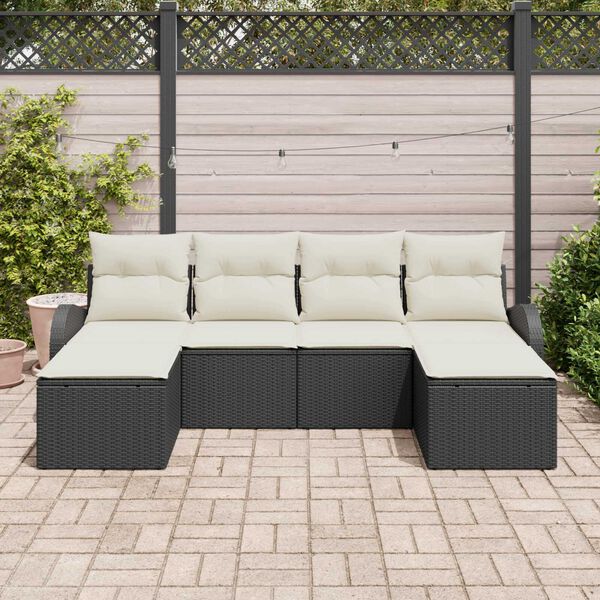 vidaXL Set Divano da Giardino 6 pcs Nero Rattan in Polipropilene