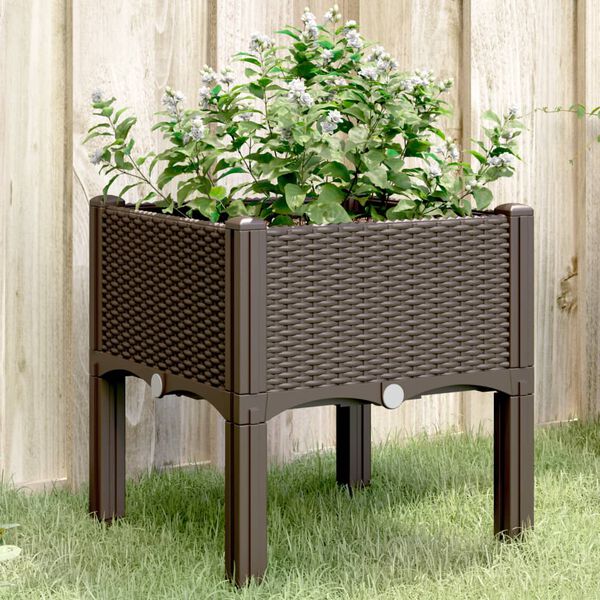 vidaXL Fioriera da Giardino con Gambe Marrone 40x40x42 cm in PP