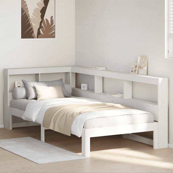 vidaXL Letto Libreria senza Materasso Bianco 90x190 cm Massello Pino
