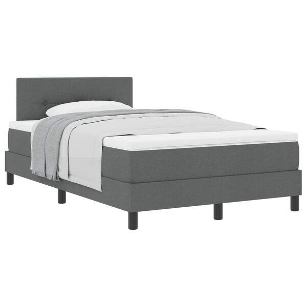 vidaXL Letto a molle con materasso Grigio scuro 120 x 200 cm Tessuto