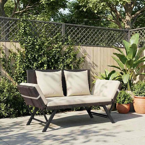 vidaXL Panca da Giardino con Cuscini Marrone 176 cm in Polyrattan