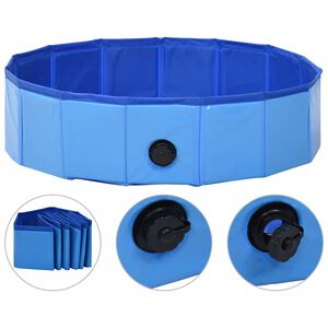 vidaXL Piscina per Cani Pieghevole Blu 80x20 cm in PVC