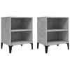 vidaXL Comodini con Gambe in Metallo 2pz Grigio Cemento 40x30x50 cm