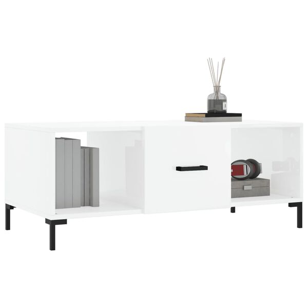 vidaXL Tavolino da Salotto Bianco Lucido 102x50x40cm Legno Multistrato