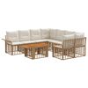 vidaXL Set Divano da Giardino 9 pz Naturale e Bianco Crema polyrattan