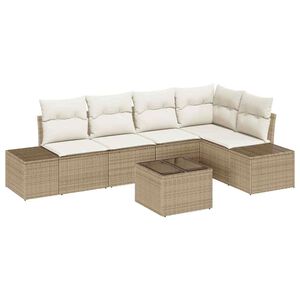 vidaXL Set Divano da Giardino Beige e Crema polyrattan