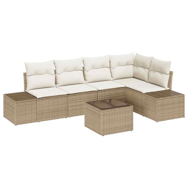 vidaXL Set Divano da Giardino 6 pcs Beige e Crema polyrattan