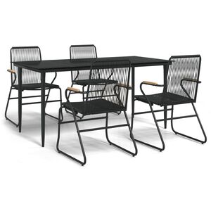 vidaXL Set da Pranzo da Giardino 5 pz Nero in Rattan PVC