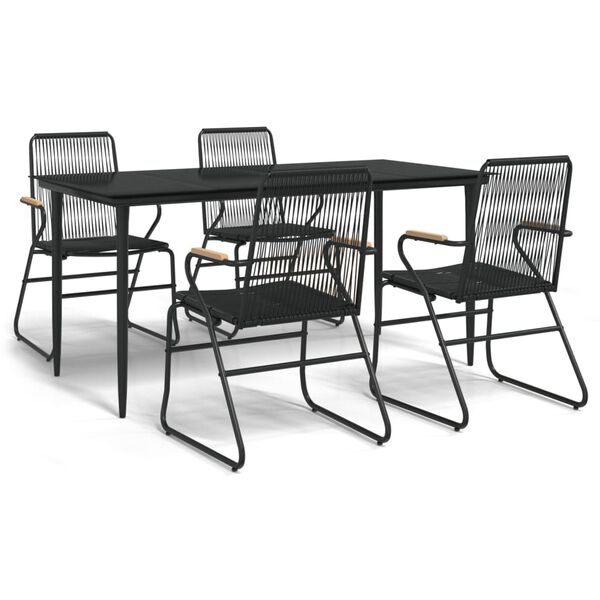 vidaXL Set da Pranzo da Giardino 5 pz Nero in Rattan PVC