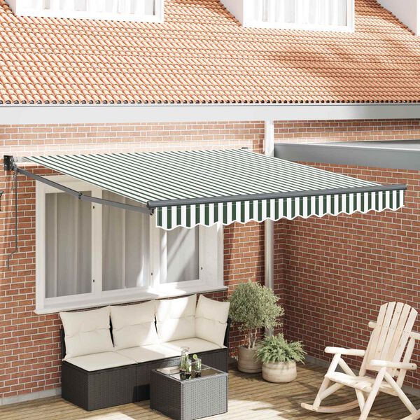 vidaXL Tenda da Sole Verde e Bianco 300 x 250 x 165 cm Poliestere