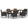 vidaXL Set da Pranzo da Giardino 7 pz Nero con Cuscini in Polyrattan