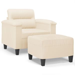 vidaXL Poltrona con Poggiapiedi Beige 60 cm in Tessuto Microfibra