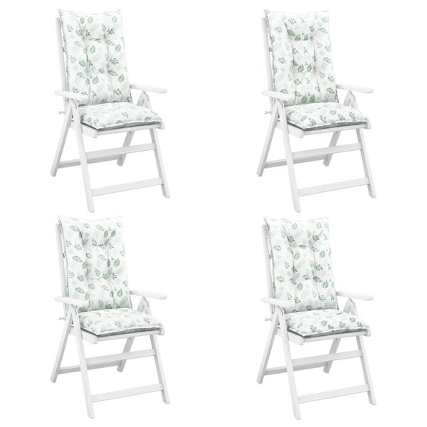 vidaXL Cuscini per Sedie 4 pz Motivo a Foglie 120x50x7 cm in Tessuto