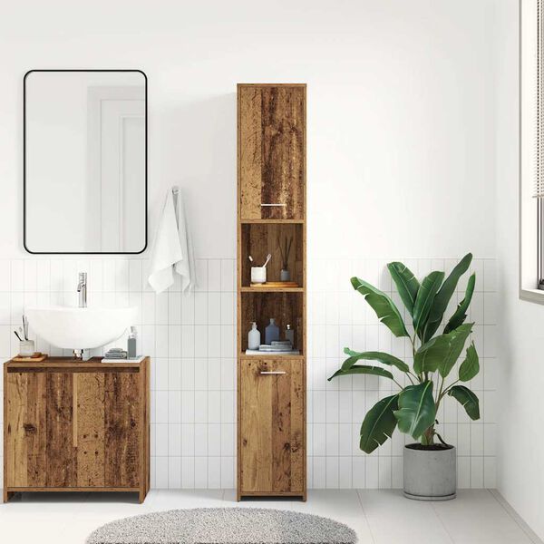 vidaXL Mobile da Bagno Legno Antico 30x30x183,5 cm in Legno tecnico