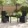 vidaXL Set da Pranzo per Giardino con cuscino 3 pcs Nero polyrattan