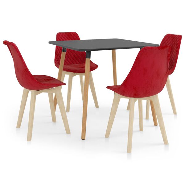 vidaXL Set da Pranzo 5 pz Rosso