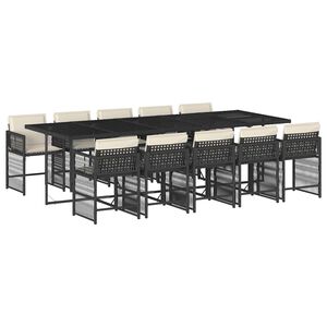 vidaXL Set da Pranzo da Giardino 11 pz con Cuscini in Polyrattan Nero