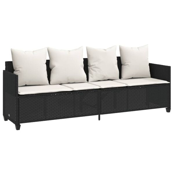 vidaXL Set Divani da Giardino 5 pz con Cuscini in Polyrattan Nero