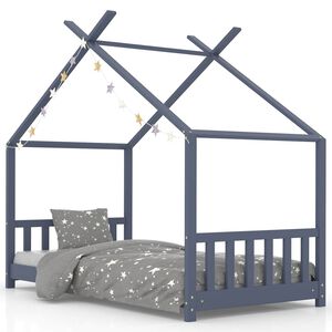 vidaXL Giroletto per Bambini Grigio in Massello di Pino 70x140 cm