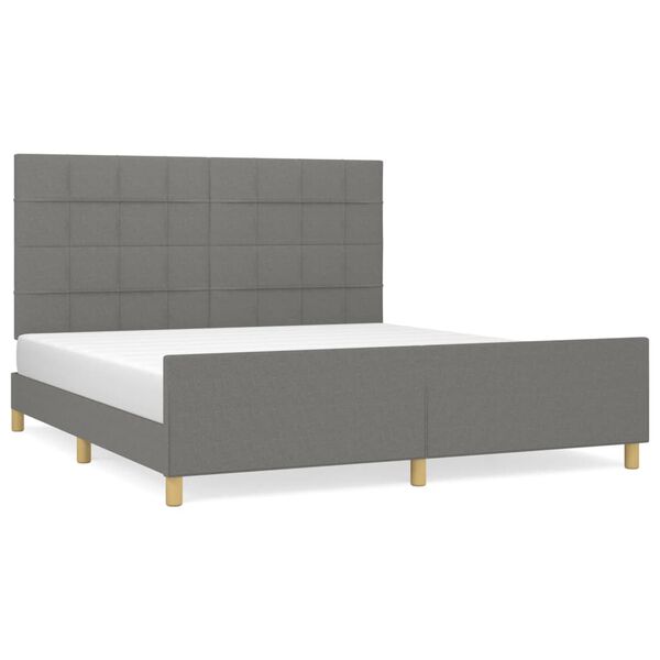 vidaXL Giroletto senza Materasso Grigio Scuro 160x200 cm Tessuto