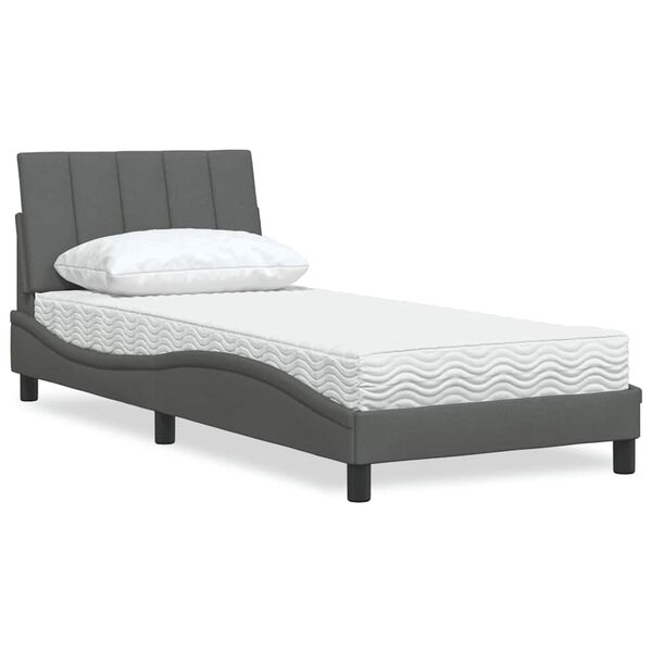 vidaXL Letto con Materasso Hanko Grigio Scuro 90x200 cm in Tessuto