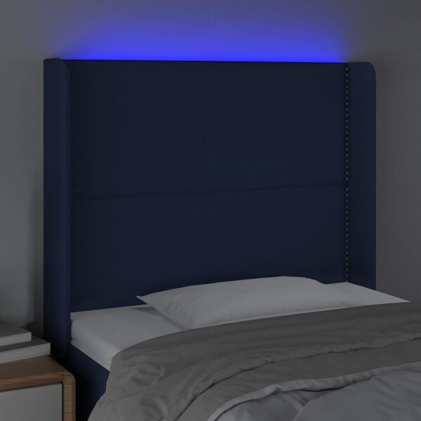vidaXL Testiera a LED Blu 103x16x118/128 cm in Tessuto