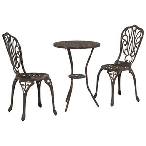 vidaXL Set Bistro da Giardino 3 pz Bronzo Alluminio