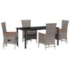 vidaXL Set da Pranzo per Giardino con cuscino 5 pcs Grigio