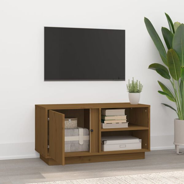 vidaXL Mobile Porta TV ambra 80x35x40,5 cm in Legno Massello di Pino