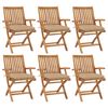 vidaXL Sedie da Giardino Pieghevoli con Cuscini 6 pz Massello di Teak