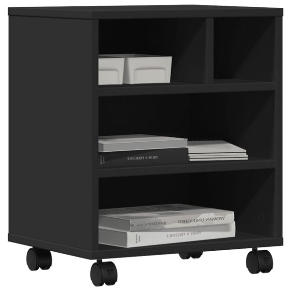 vidaXL Supporto per Stampante con Ruote Nero 41x32x48 cm