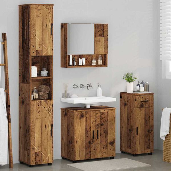 vidaXL Set di mobili per il bagno con cassetto 4 pcs Legno vecchio