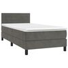 vidaXL Letto a Molle con Materasso e LED Grigio Scuro 90x190cm Velluto