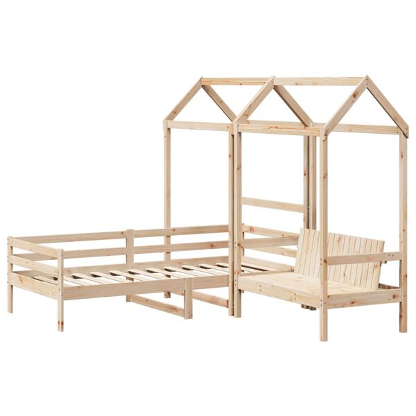 vidaXL Set Dormeuse e Panca con Tetto 90x200cm Legno Massello di Pino