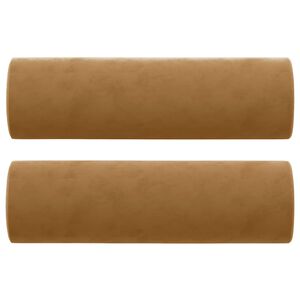 vidaXL Cuscini Decorativi 2 pz Marrone Ø15x50 cm in Velluto