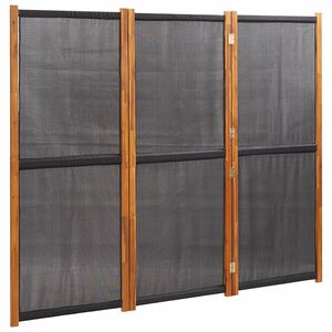 vidaXL Paravento a 3 Pannelli Nero 210x180 cm