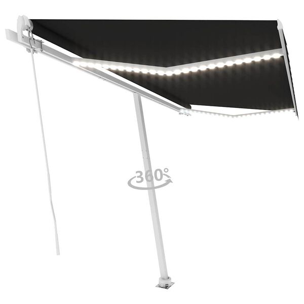 vidaXL Tenda da Sole Retrattile Manuale con LED 400x350 cm Antracite