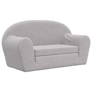 vidaXL Divano Letto Bambini a 2 Posti Grigio Chiaro in Morbido Peluche
