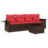 vidaXL Set Divani da Giardino 5 pz con Cuscini Marrone in Polyrattan