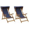 vidaXL Lettino 2 pcs 3 Posizione Legno di Eucalipto Massello Blu